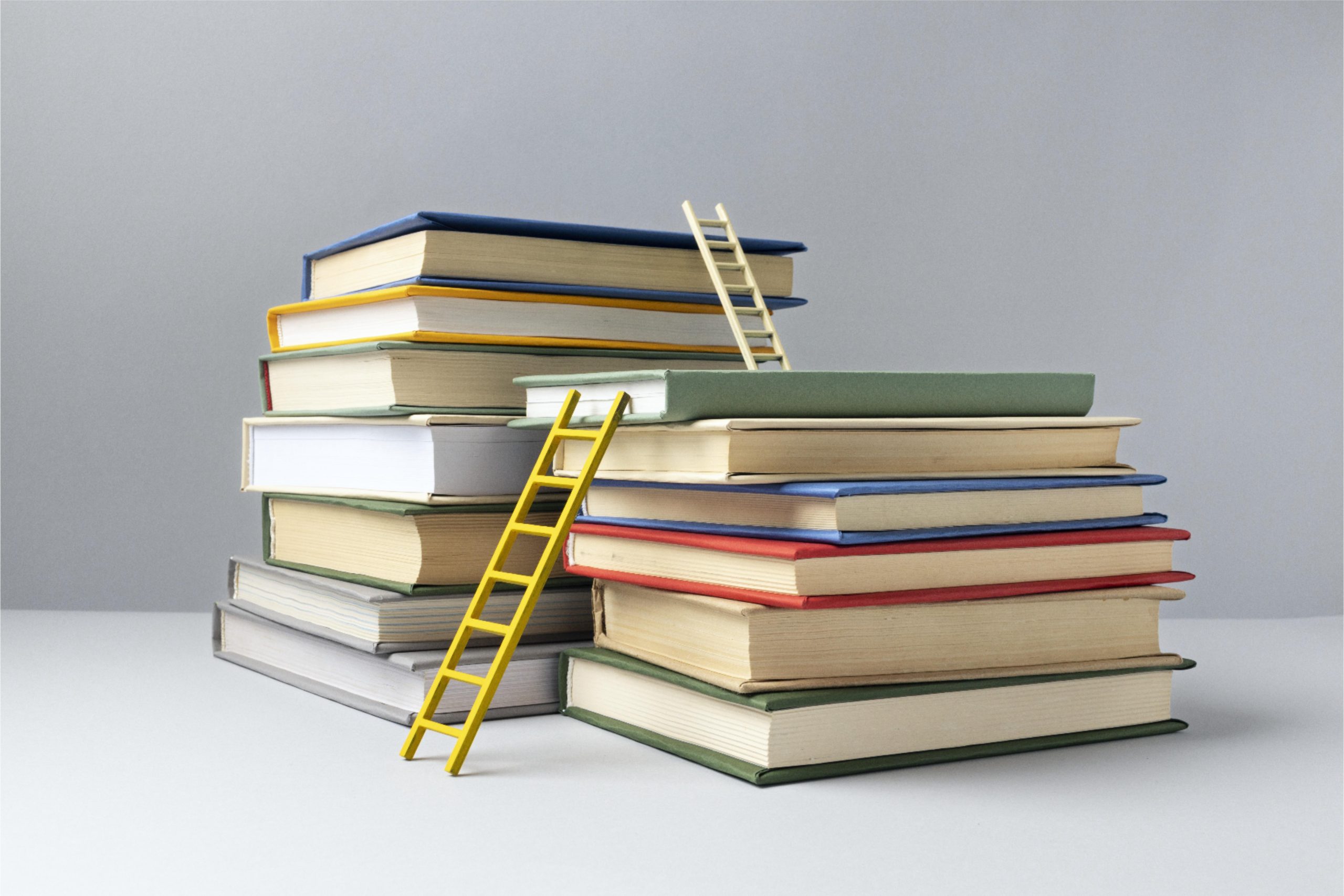 front-view-stacked-books-ladders-education-day front-view-stacked-books-ladders-education-day